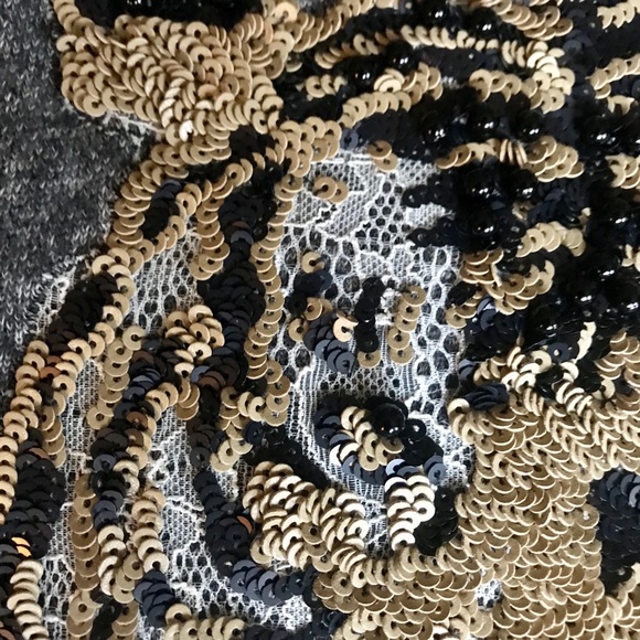 Express Cropped Sweatshirt w/Sequin and Lace Tiger - Picture 5 of 6